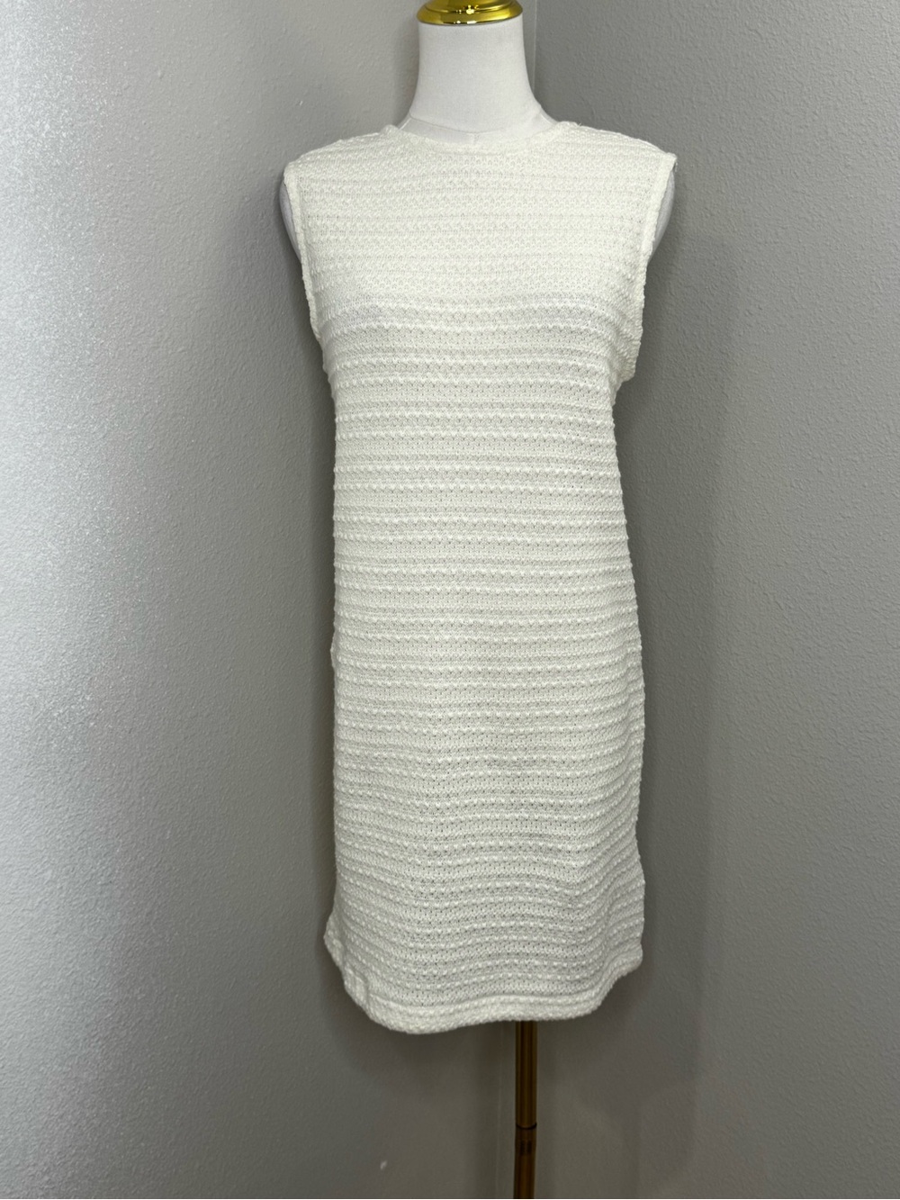 Calvin Klein Jeans Crochet Knit Sleeveless Dress Women’s M Sweet Corn Cream NWT